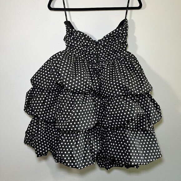 Club L London Pepper Black Polka Dot Strapless Ruffled Mini Dress Size 6 - Picture 8 of 13